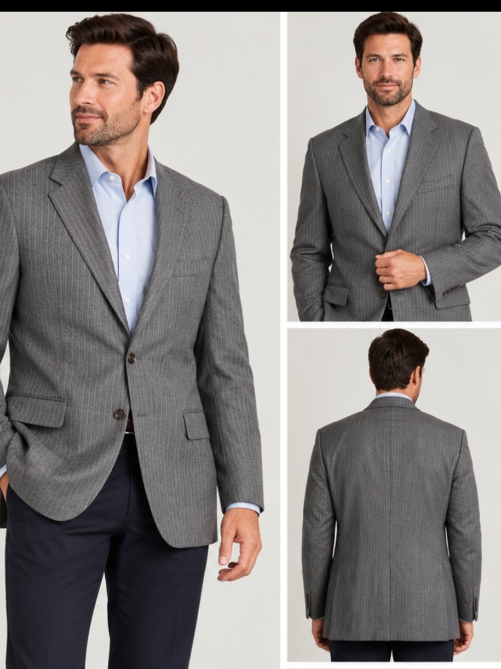 Hickey Freeman Collection Wool Striped Sport Coat in Gray Size 44R